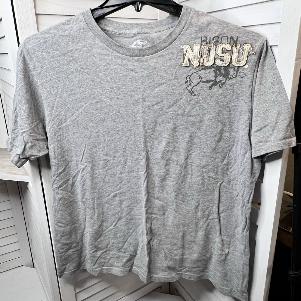NDSU Bison‎ Pro Player T-Shirt Men's L Gray Distressed Mascot Appliqué